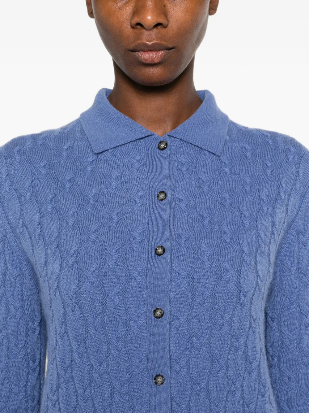Allude Kabelgebreid vest met polokraag Blauw