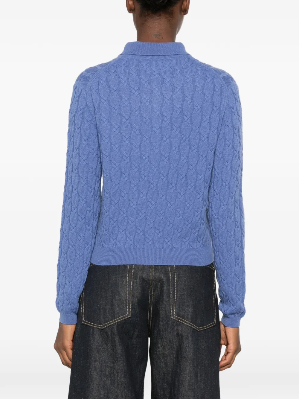 Allude Kabelgebreid vest met polokraag Blauw