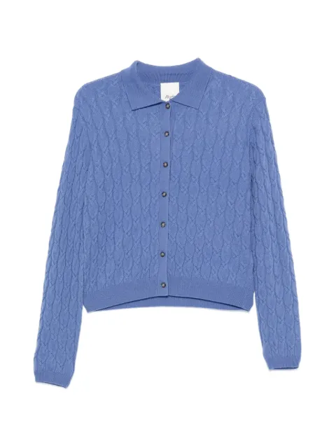 Allude cable-knit polo-collar cardigan