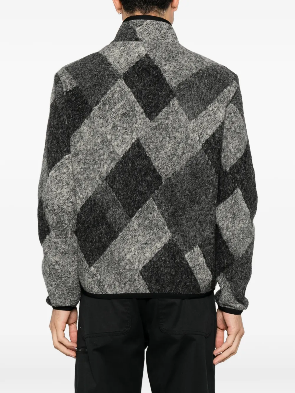 Moncler Jack met rits en argyle-ruit Grijs