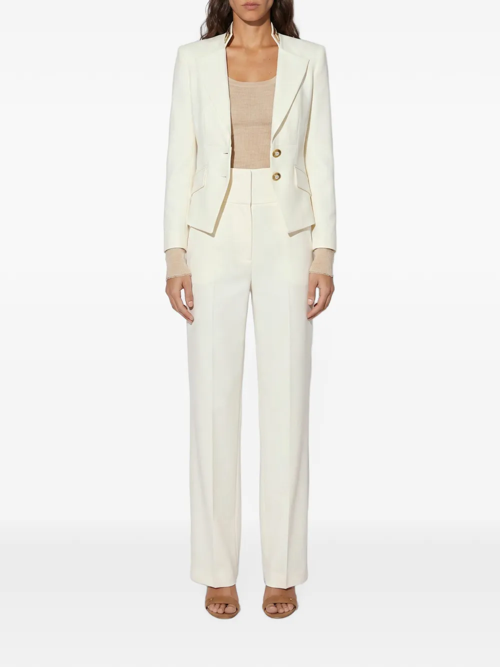 Elisabetta Franchi Broek van gabardine Beige