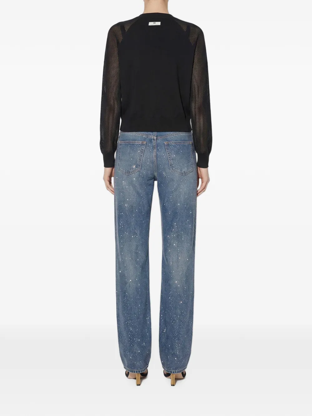 Elisabetta Franchi cardigan in knit and mesh fabric Zwart