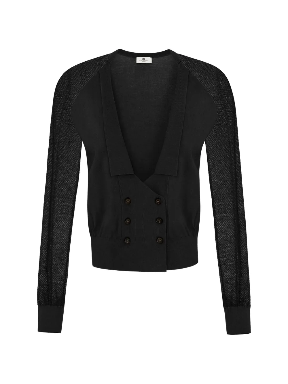 Elisabetta Franchi cardigan in knit and mesh fabric - Nero