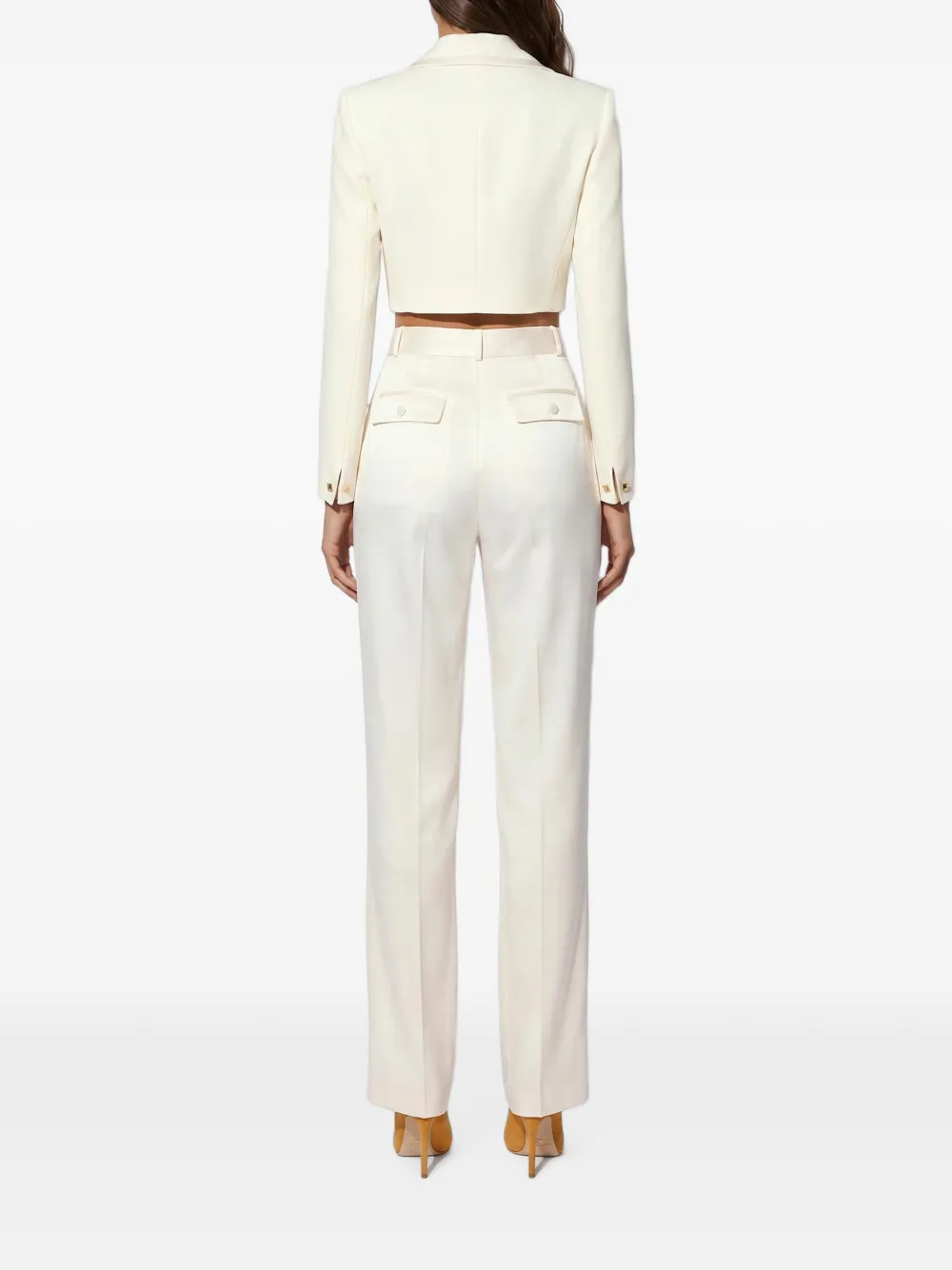 Elisabetta Franchi Stretch-satijnen broek Beige