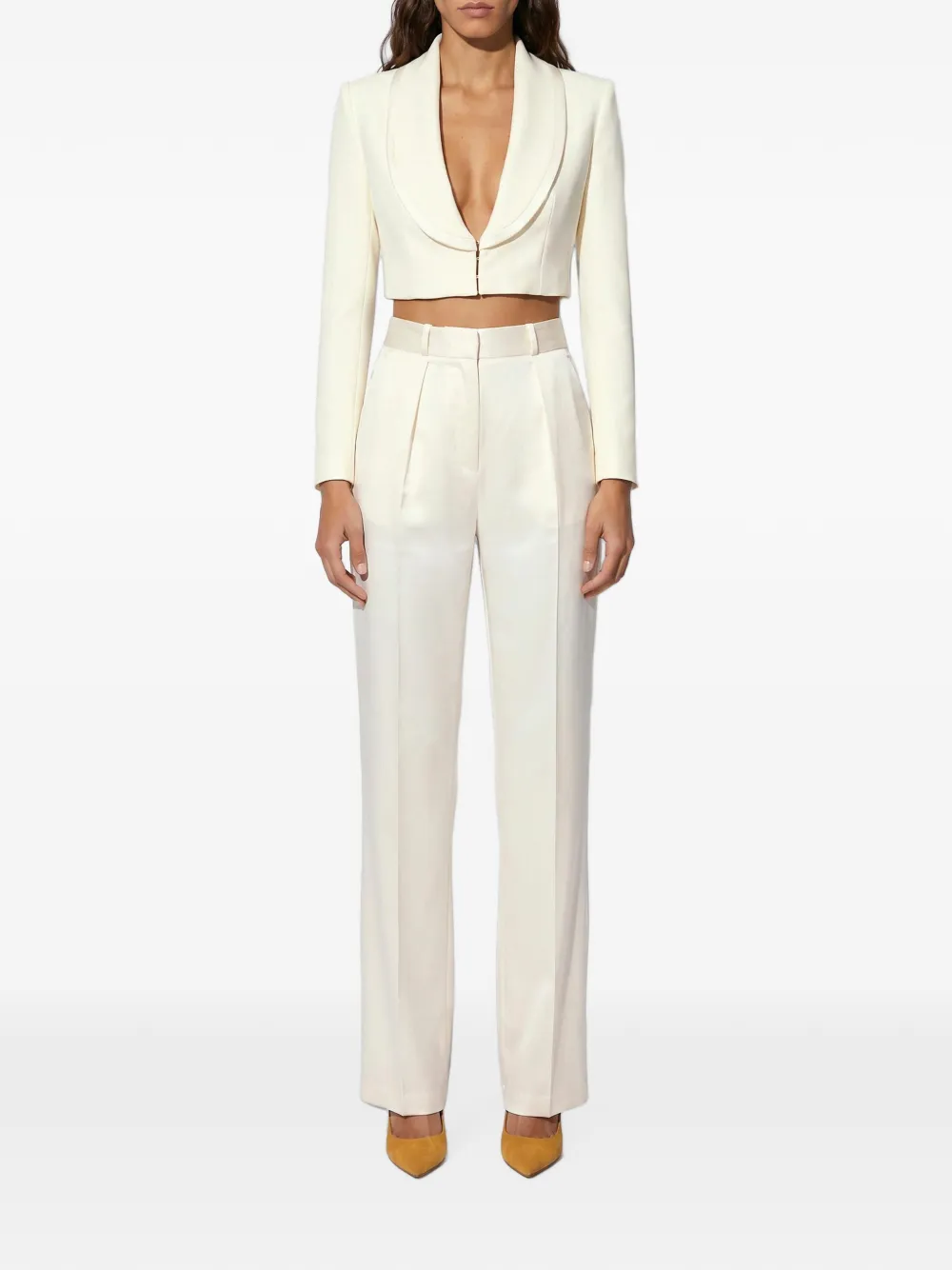 Elisabetta Franchi Stretch-satijnen broek Beige