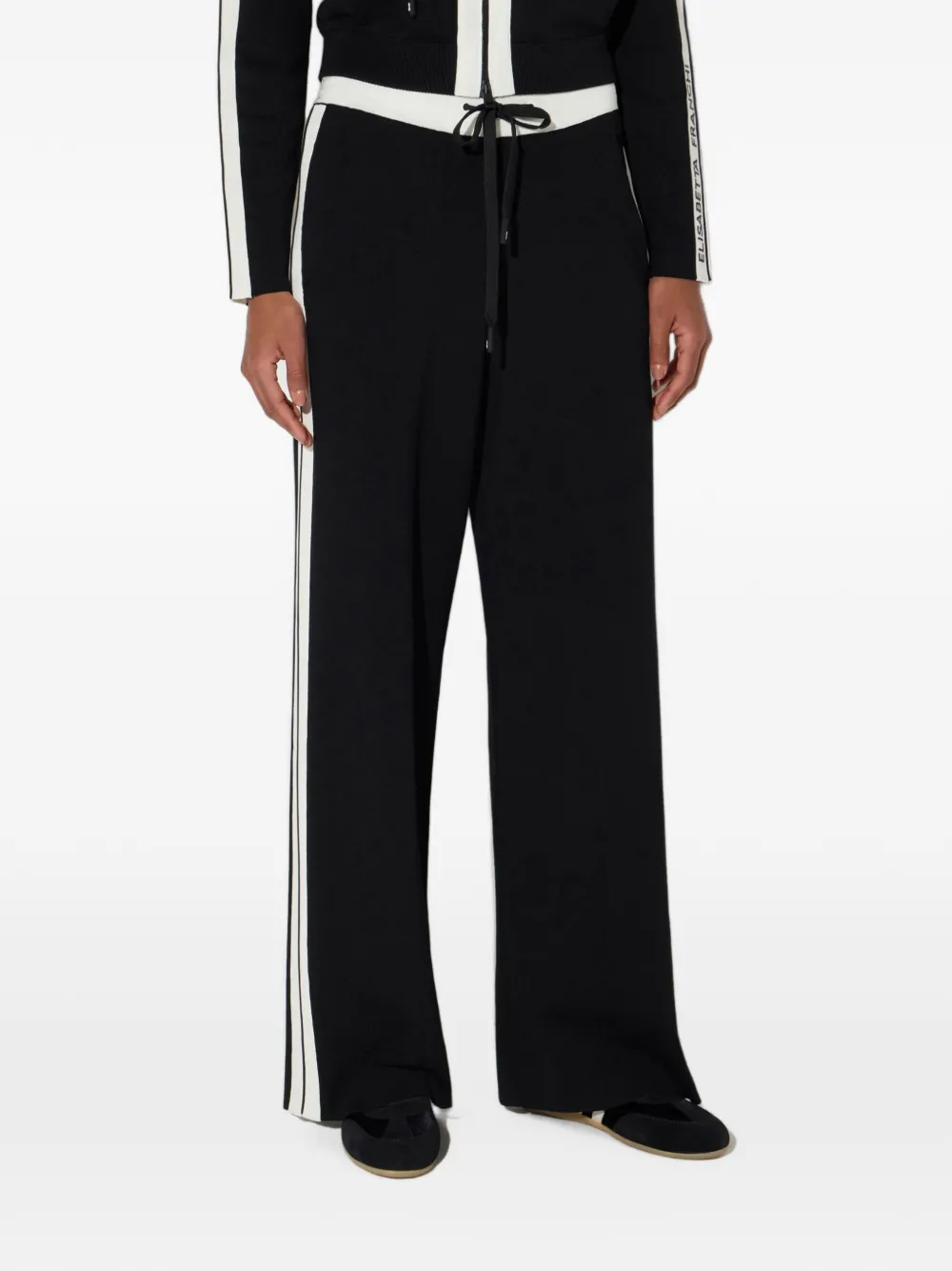 Elisabetta Franchi Gebreide broek met logo Zwart