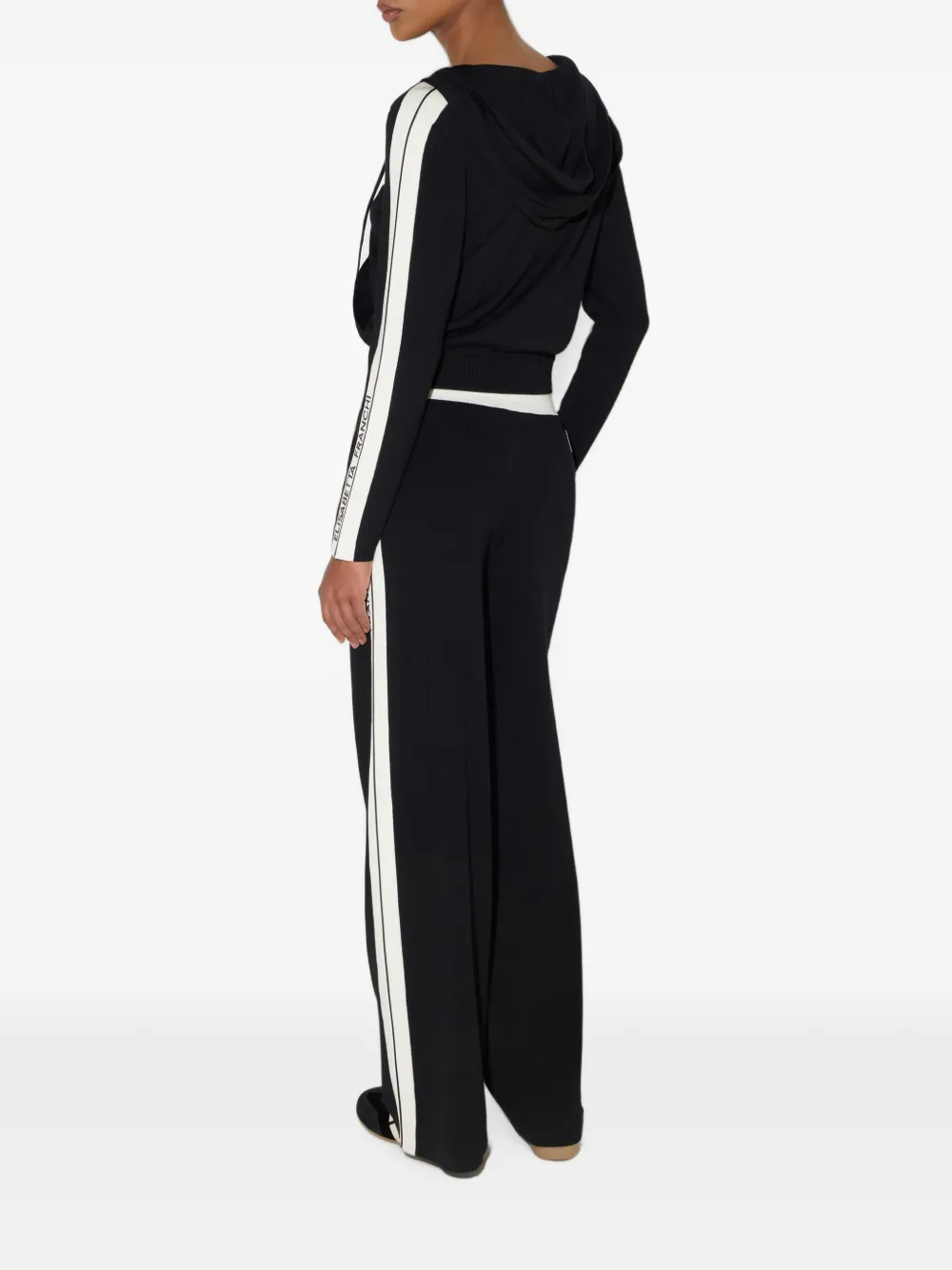 Elisabetta Franchi Gebreide broek met logo Zwart
