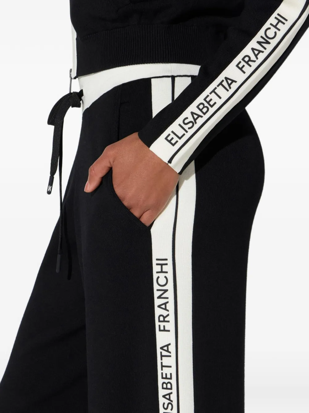 Elisabetta Franchi Gebreide broek met logo Zwart