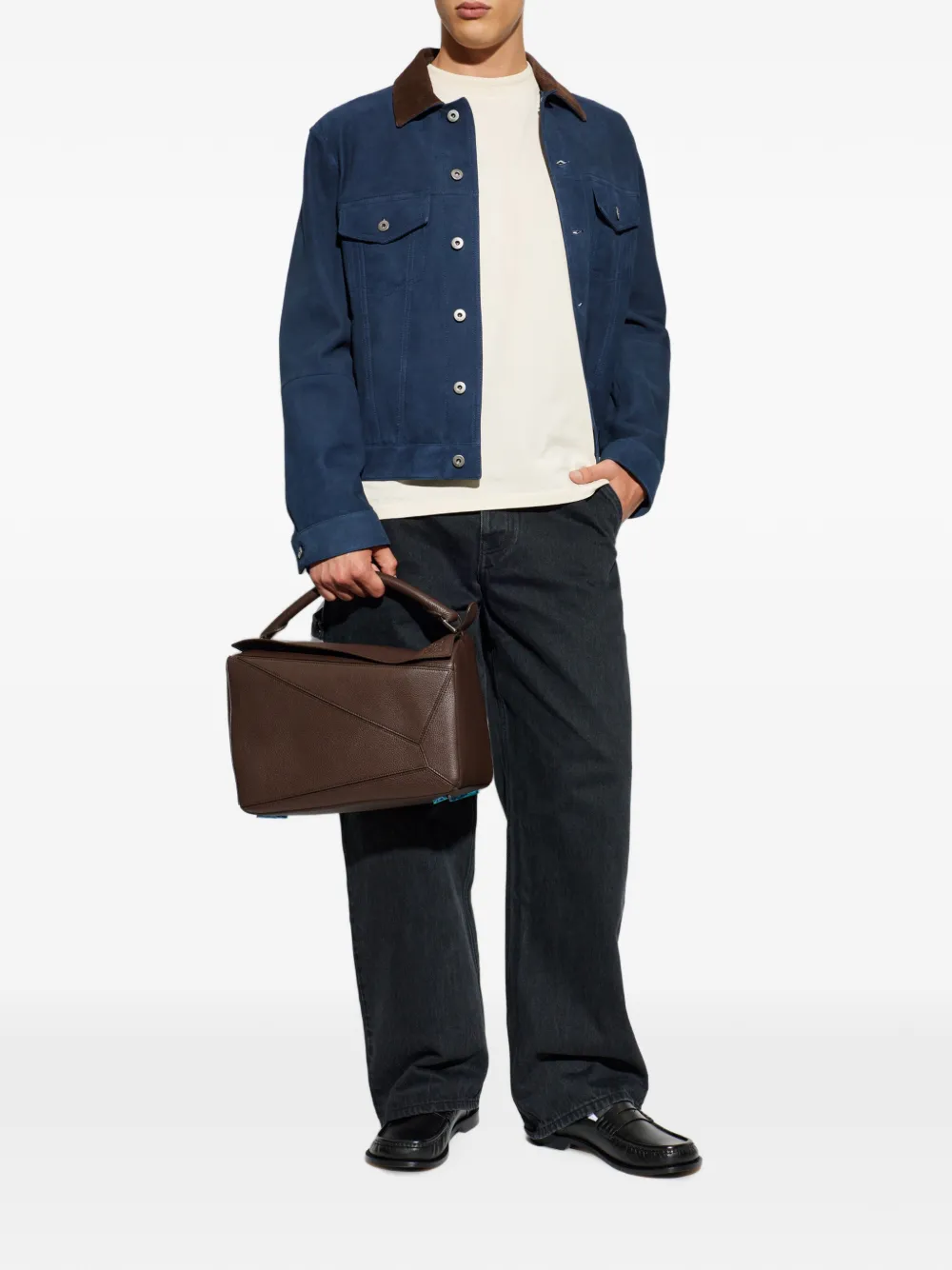 LOEWE Jack met ribfluwelen kraag Blauw
