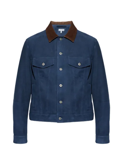 LOEWE corduroy-collar suede jacket