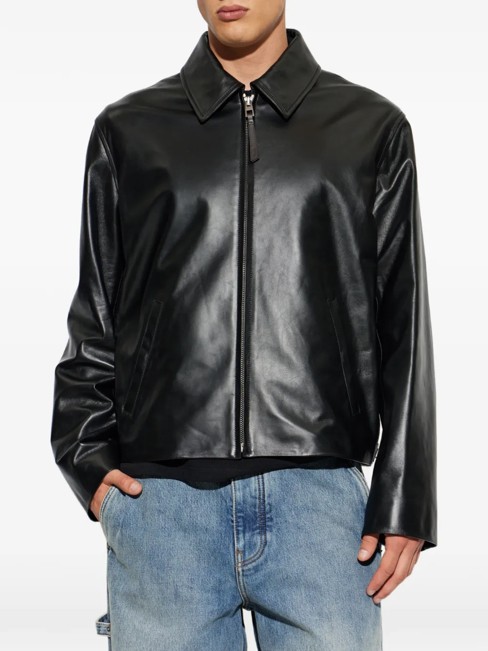 LOEWE Leren jack met rits Zwart