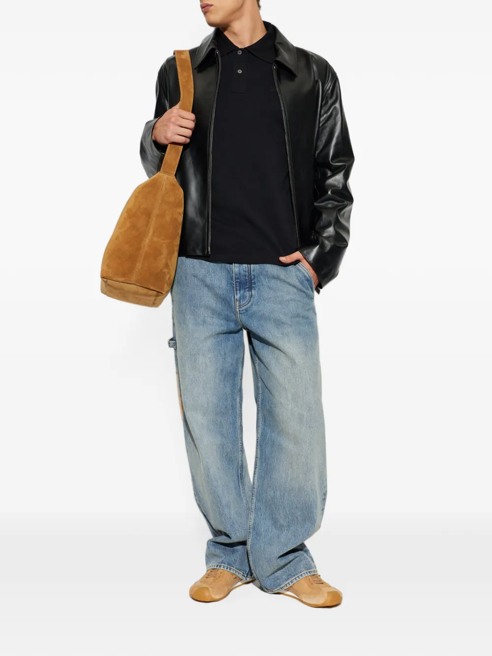 LOEWE Leren jack met rits Zwart