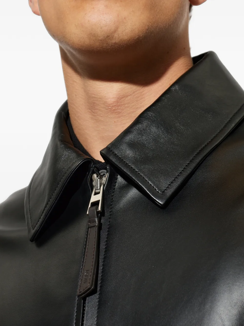 LOEWE Leren jack met rits Zwart