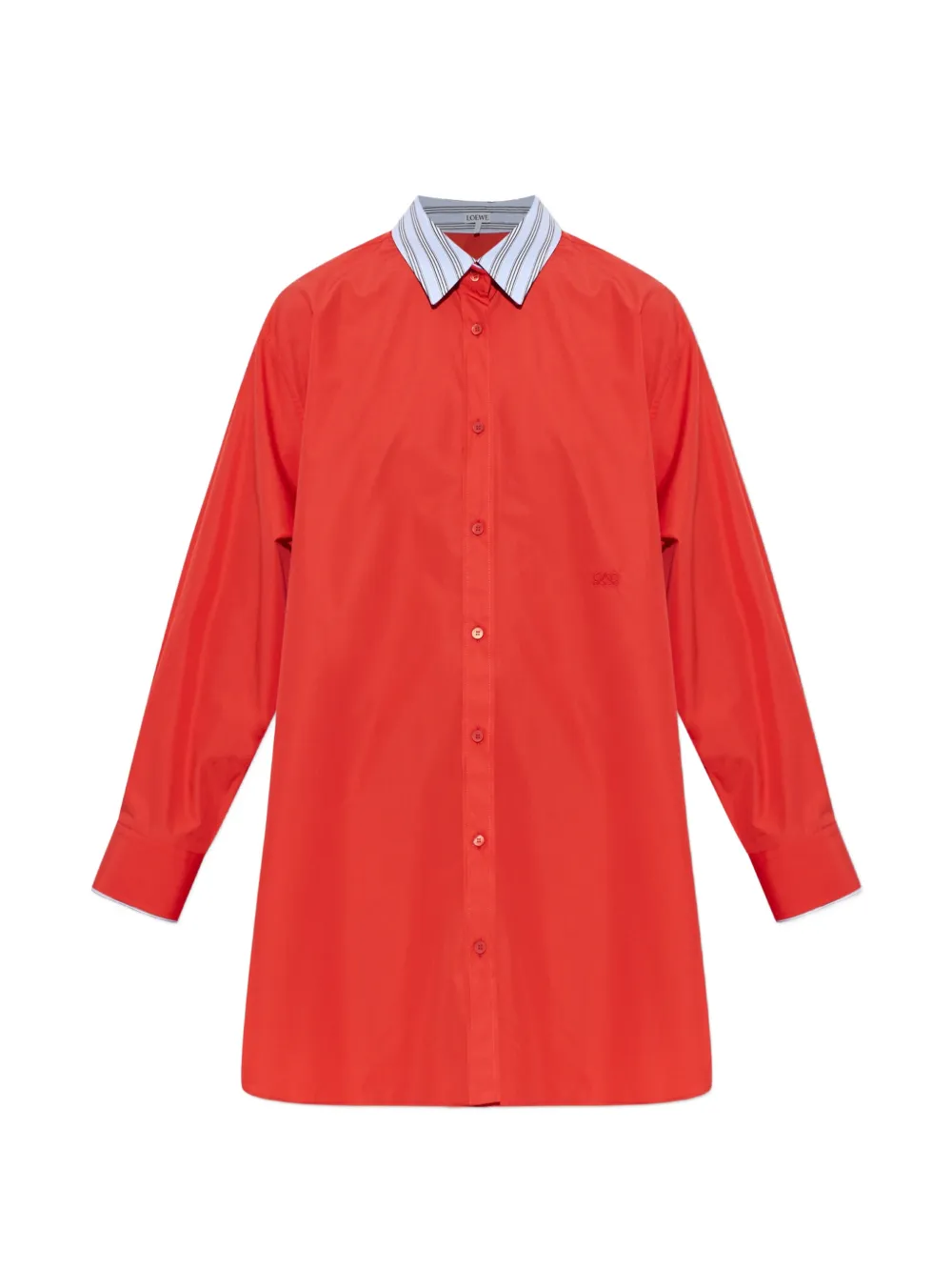 LOEWE contrast-collar mini shirt dress - Rosso