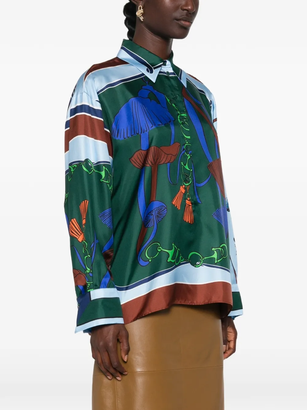 Dorothee Schumacher Cosmic Funghi silk blouse Groen