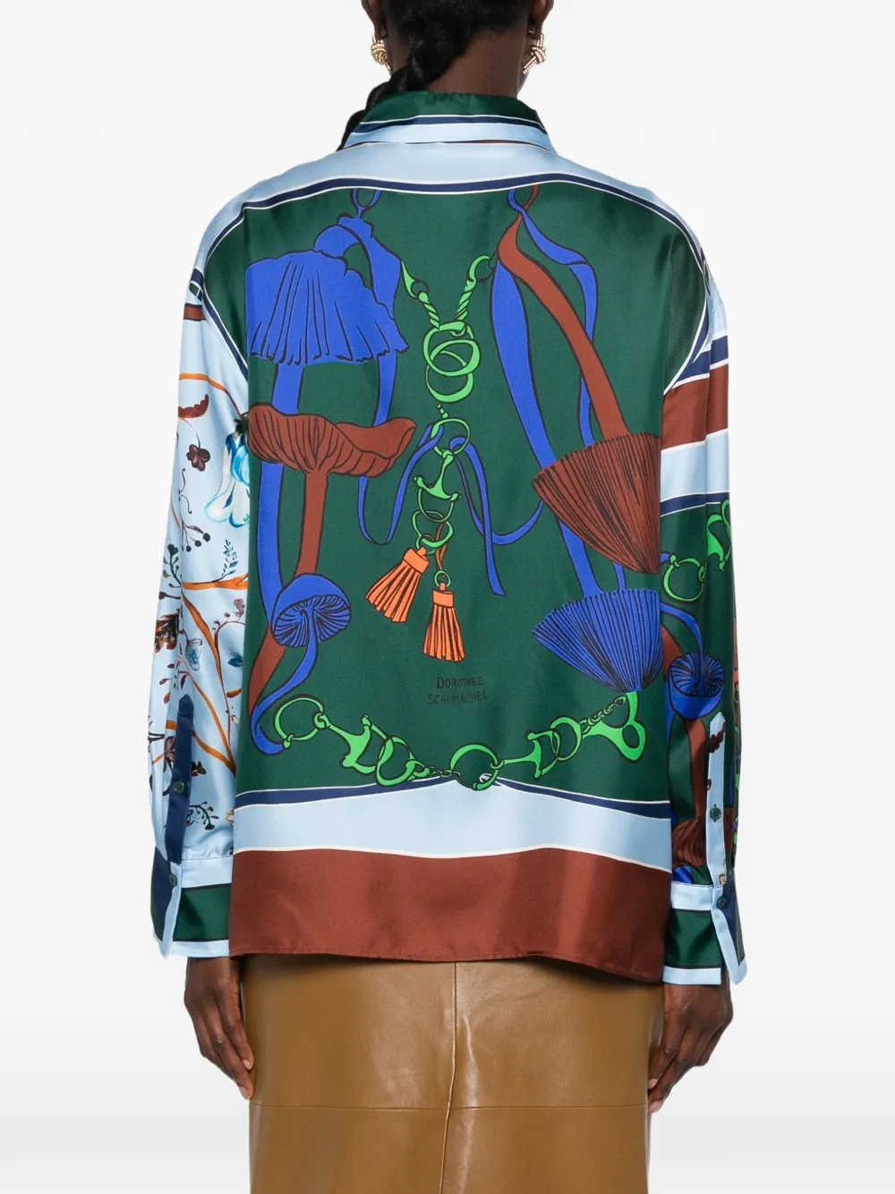 Dorothee Schumacher Cosmic Funghi silk blouse Groen