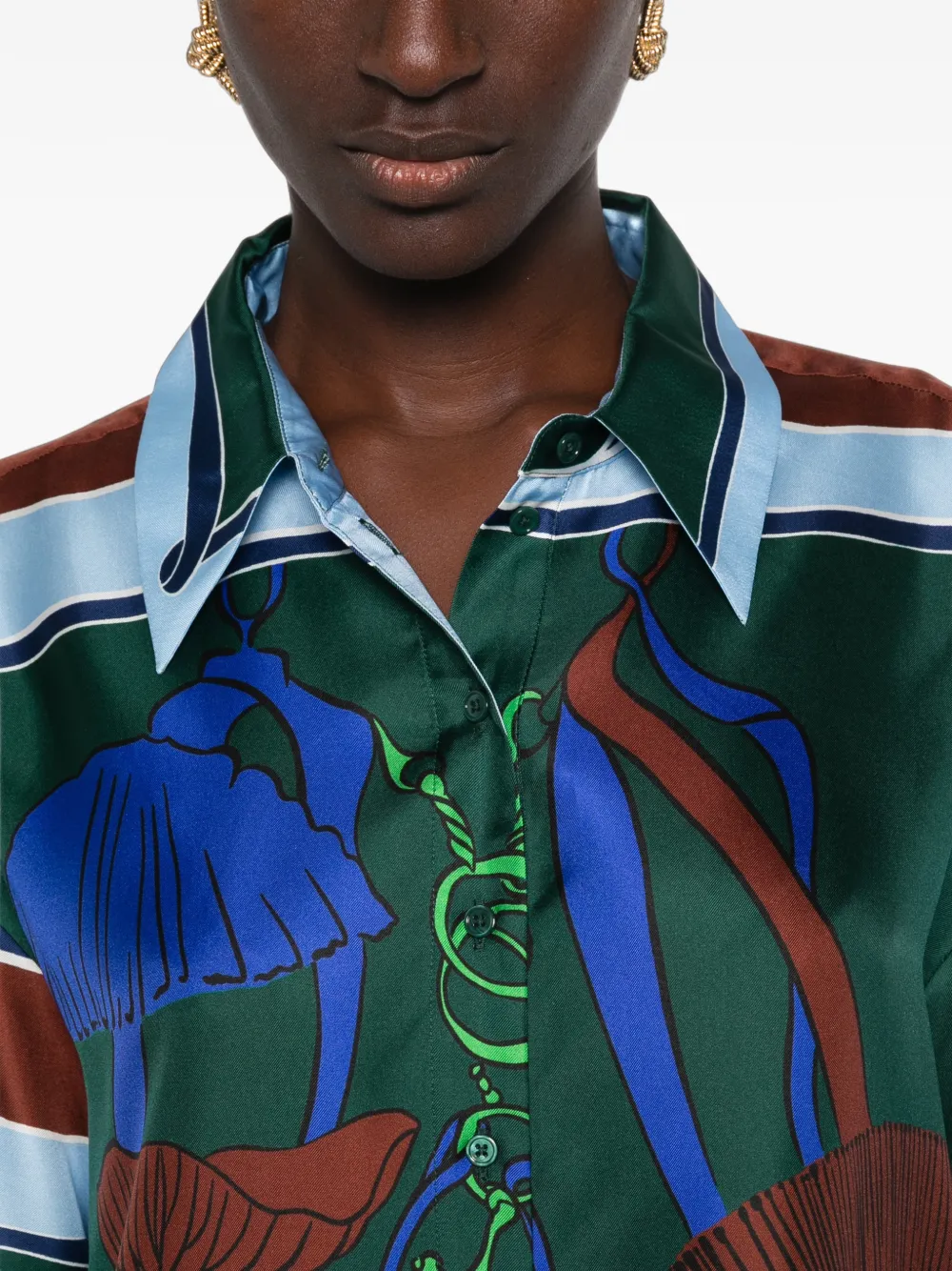Dorothee Schumacher Cosmic Funghi silk blouse Groen