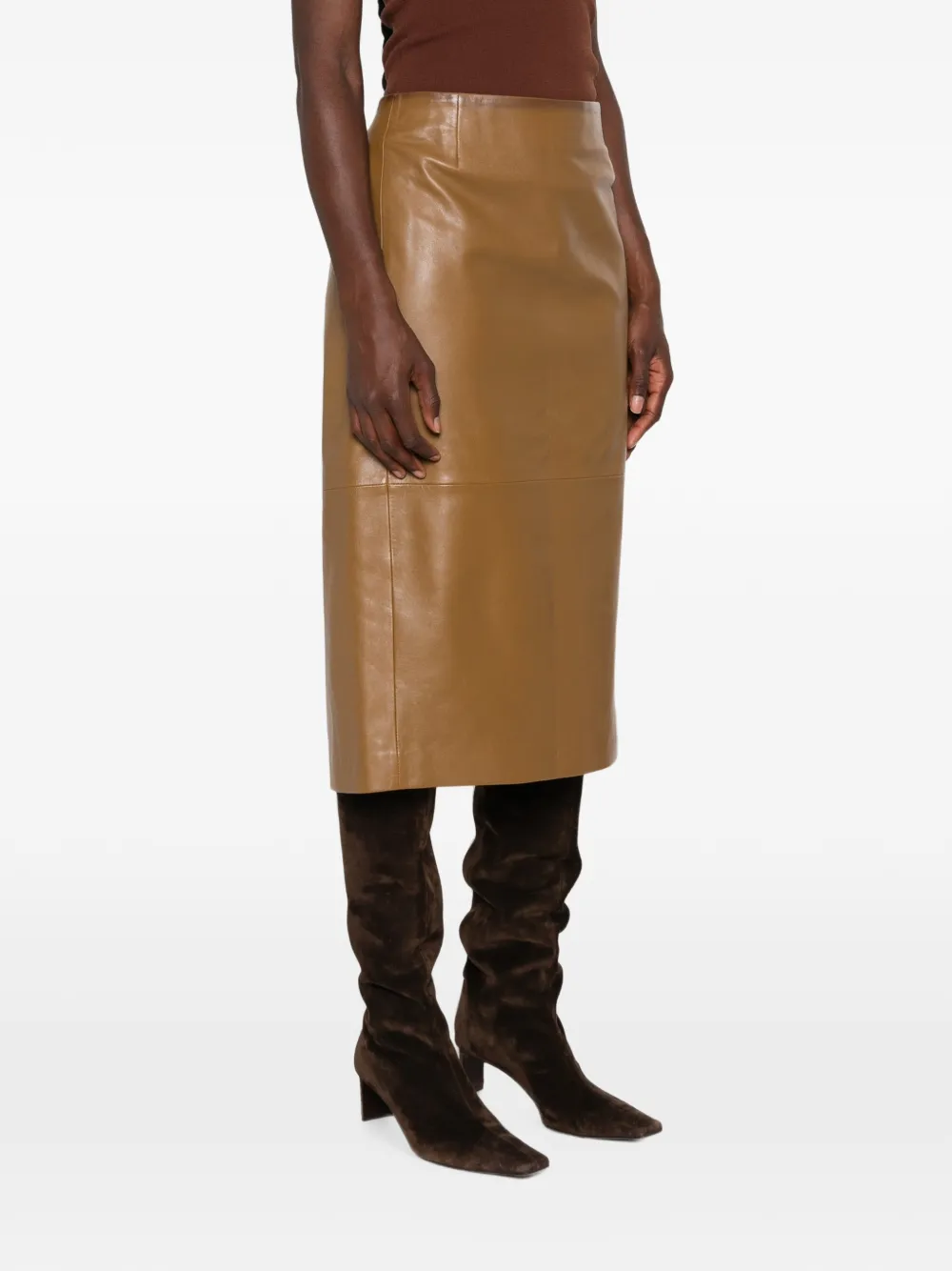 Dorothee Schumacher Sleek Statement leather skirt Beige