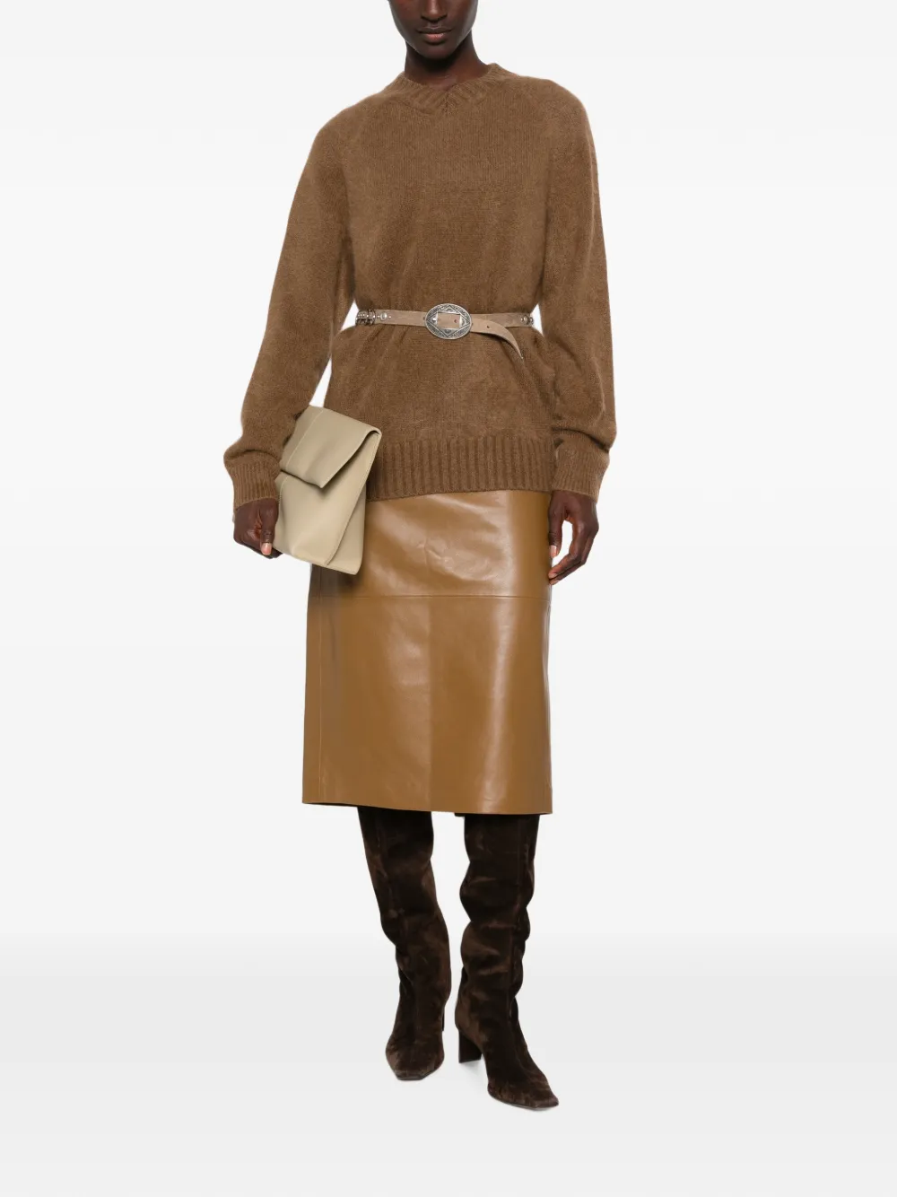 Dorothee Schumacher Sleek Statement leather skirt Beige
