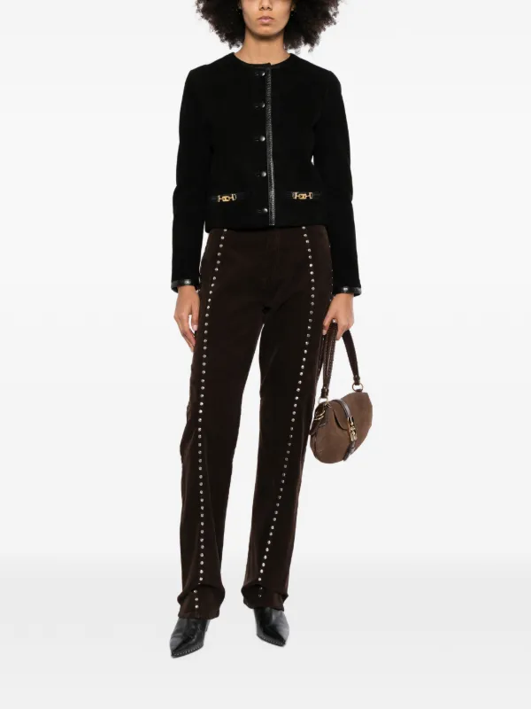 Celine Pre-Owned Cropped Suede Jacket | Black | FARFETCH