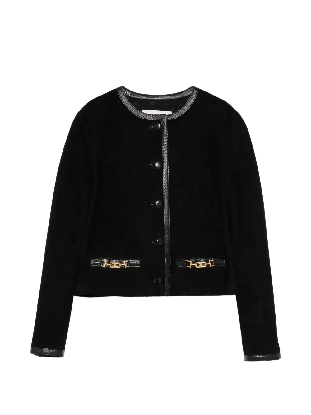 Celine Pre-Owned cropped suede jacket - Nero