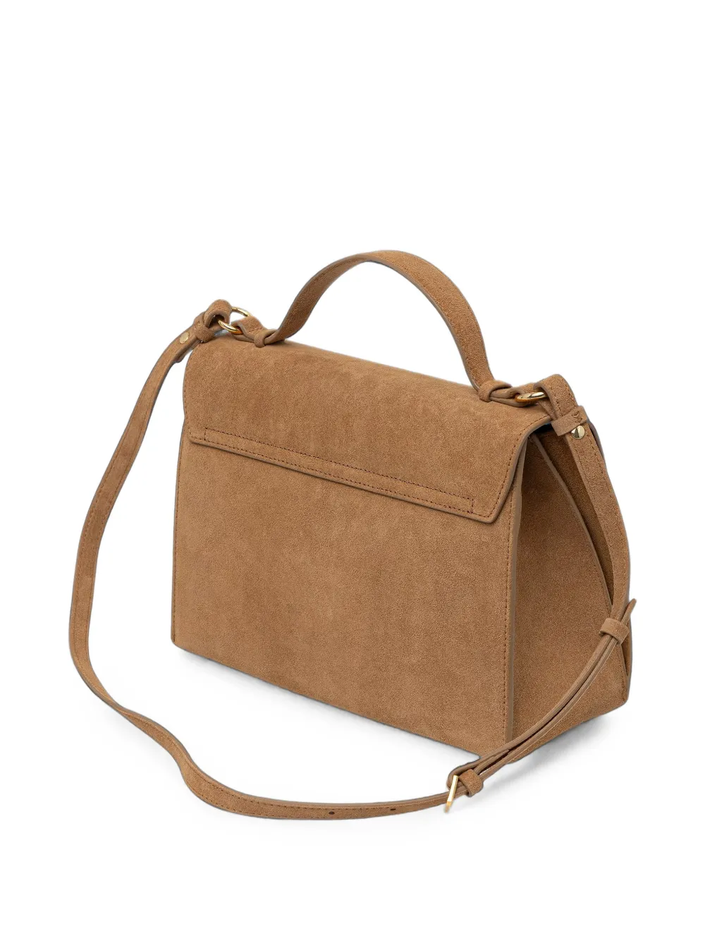 Patrizia Pepe Shopper met suède afwerking en logo-plakkaat Bruin