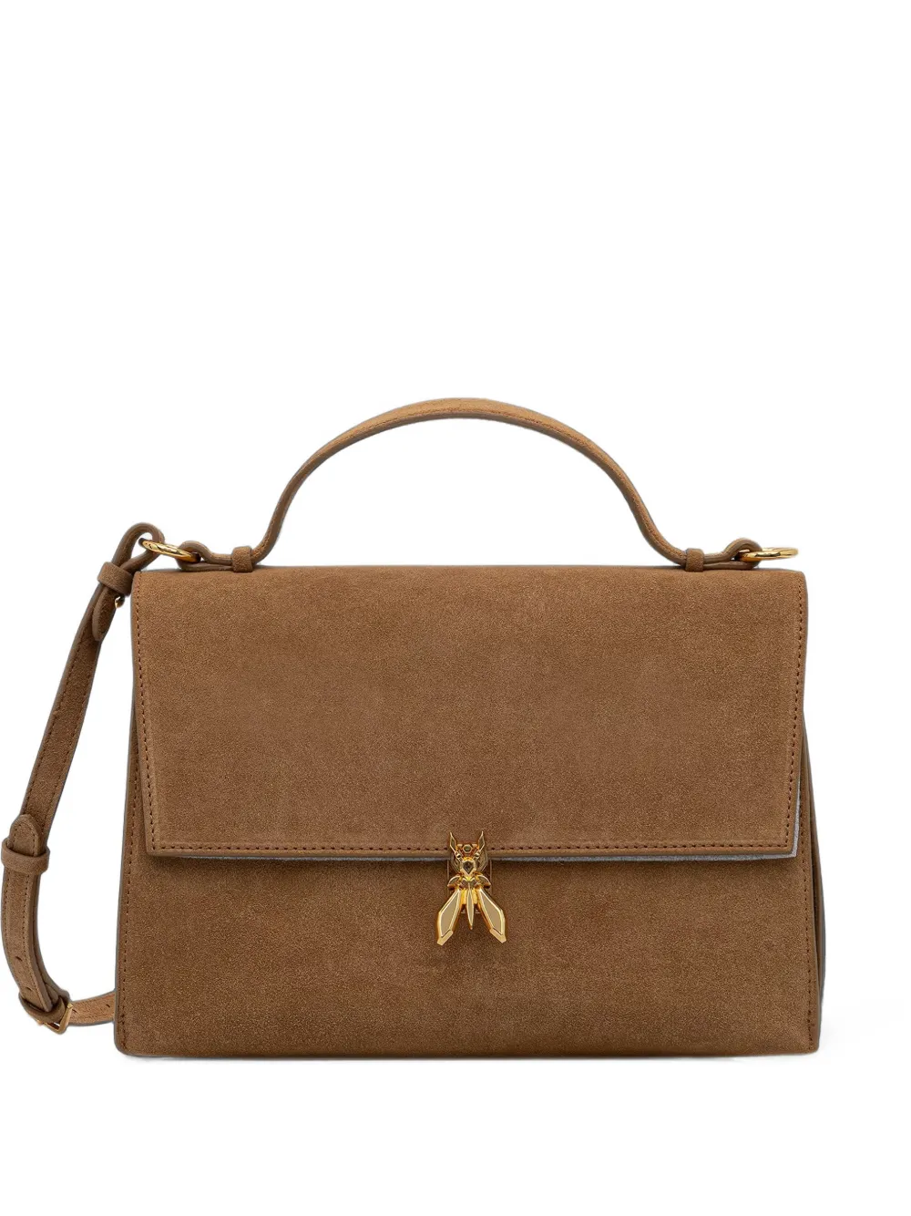 Patrizia Pepe Fly-plaque suede shoulder bag - Braun