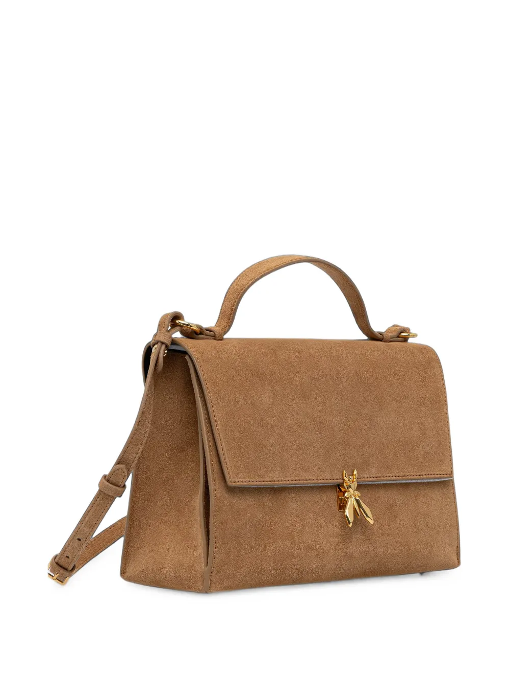 Patrizia Pepe Shopper met suède afwerking en logo-plakkaat Bruin