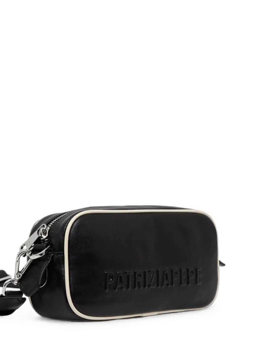Patrizia Pepe mini logo-debossed carabiner-detail cross body bag Zwart