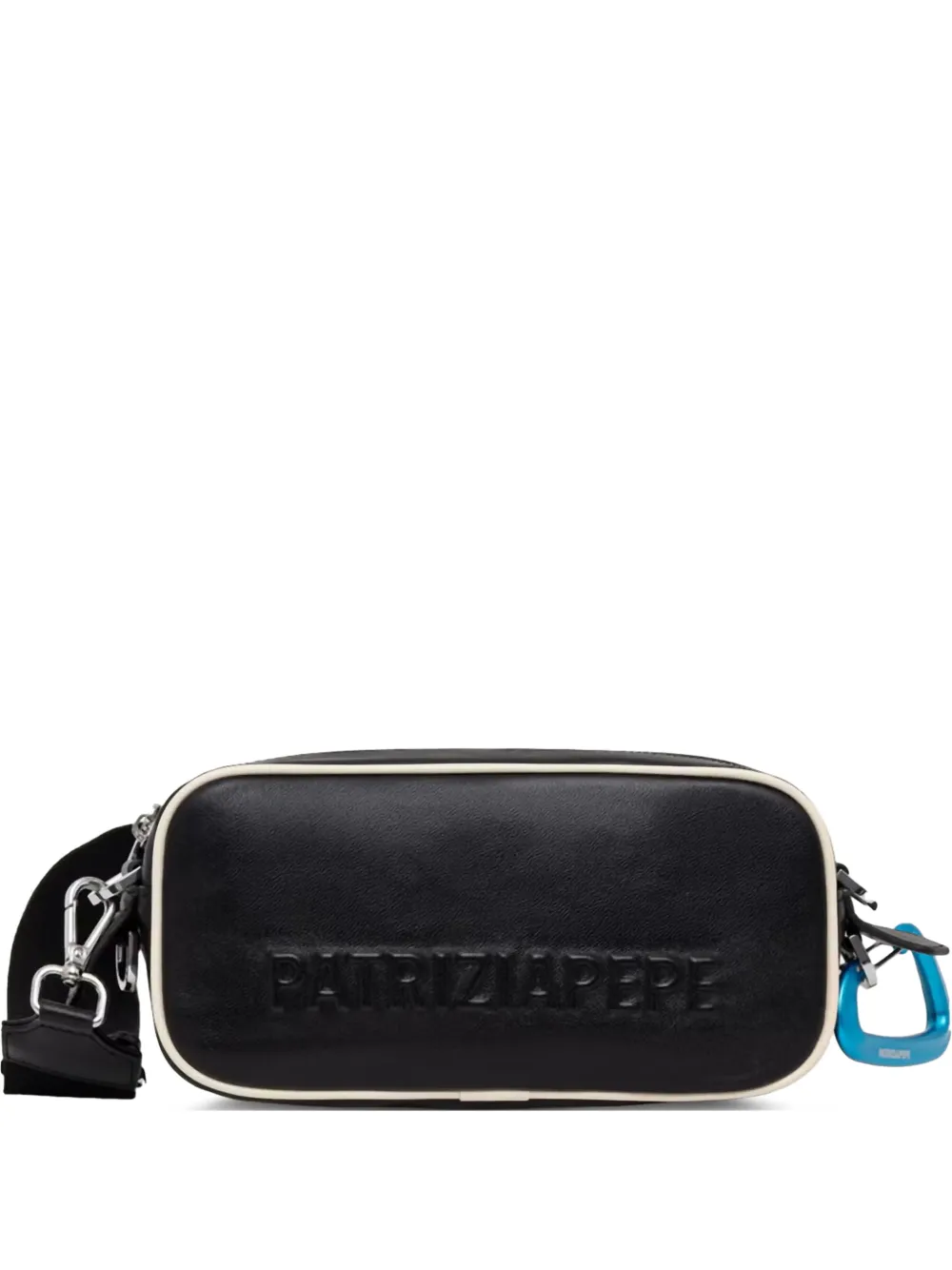 Patrizia Pepe mini logo-debossed carabiner-detail cross body bag Zwart