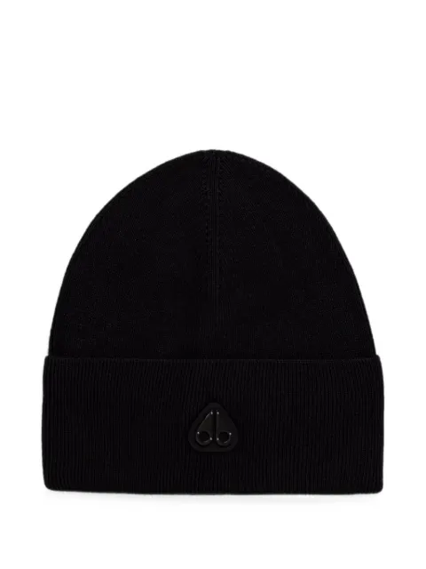Moose Knuckles logo-plaque beanie hat