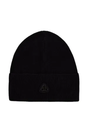 Moose Knuckles logo-patch Wool Beanie | Black | FARFETCH