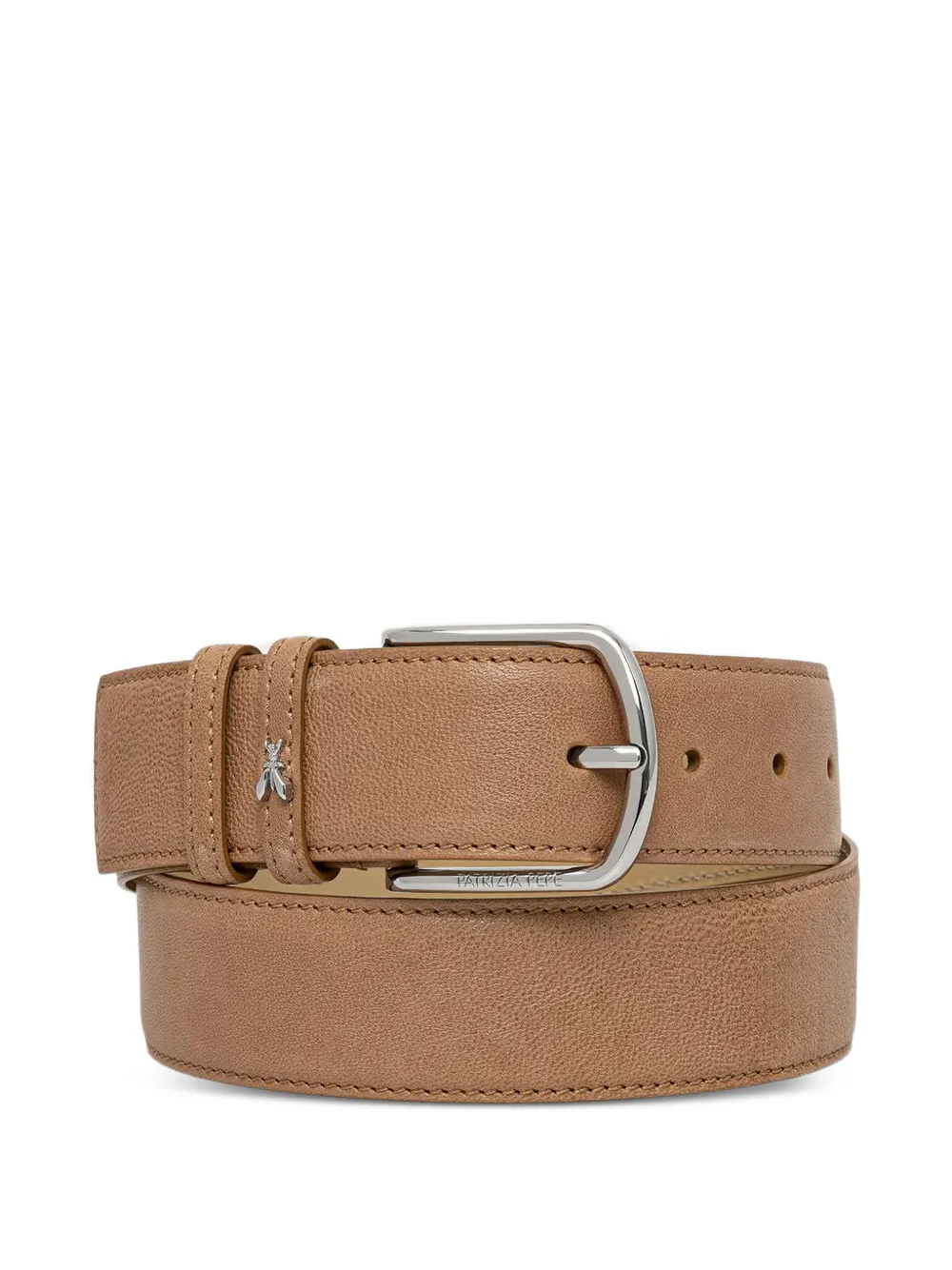 Patrizia Pepe logo-plaque grained-leather belt - Marrone