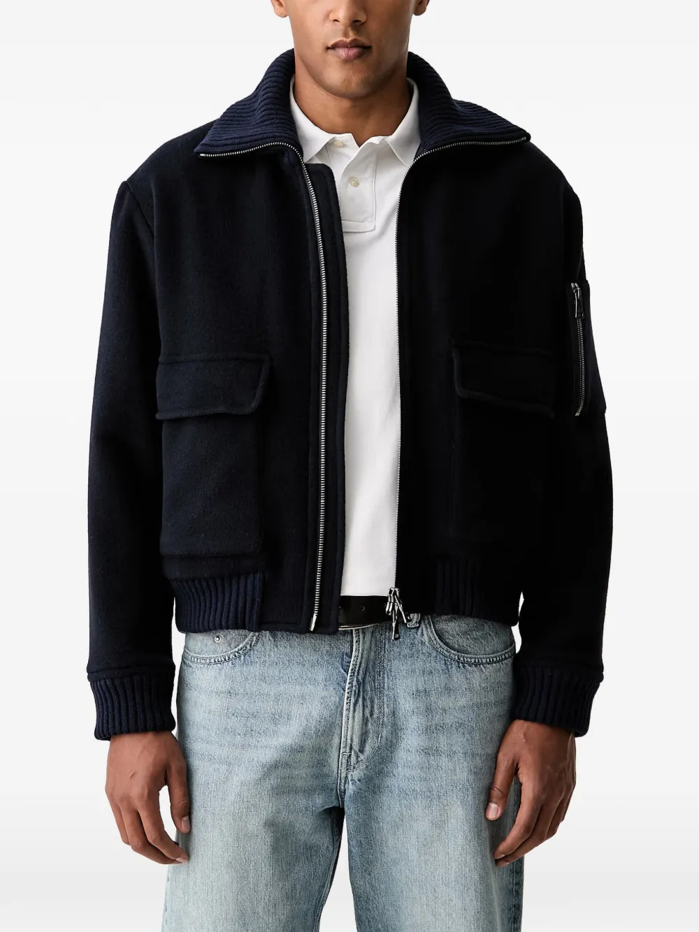 Paul & Shark ribbed-knit collar jacket - Blau
