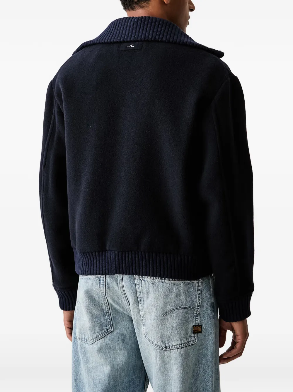 Paul & Shark Ribgebreid jack met kraag Blauw