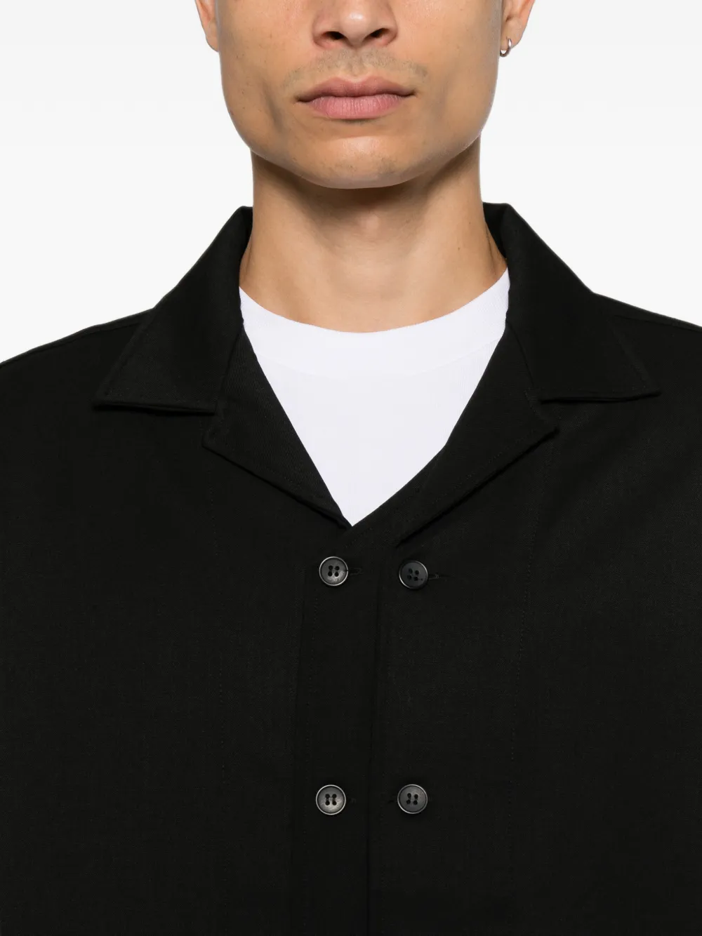 Y-3 double-breasted notched-collar shirt Zwart