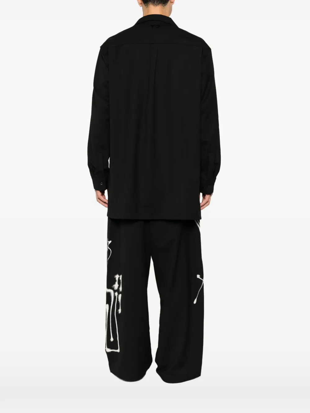 Y-3 double-breasted notched-collar shirt Zwart