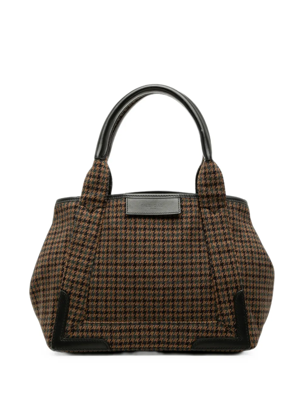 Balenciaga Pre-Owned Borsa tote Navy Cabas S in lana con motivo pied-de-poule 2017 - Marrone