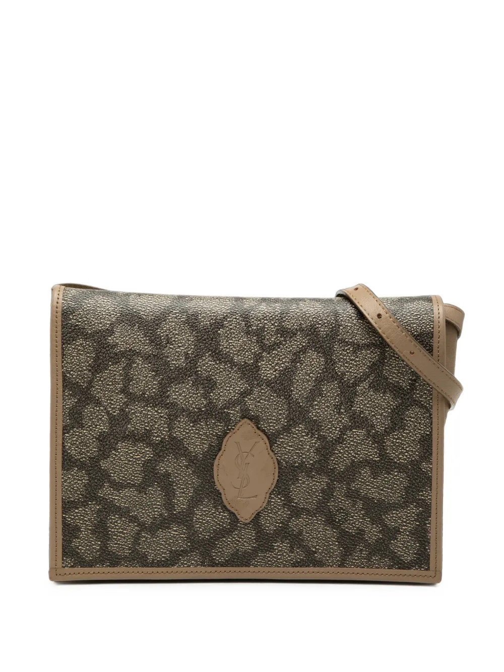 Saint Laurent Pre-Owned Borsa a spalla in tela cerata con stampa Giraffe XX secolo - Grigio