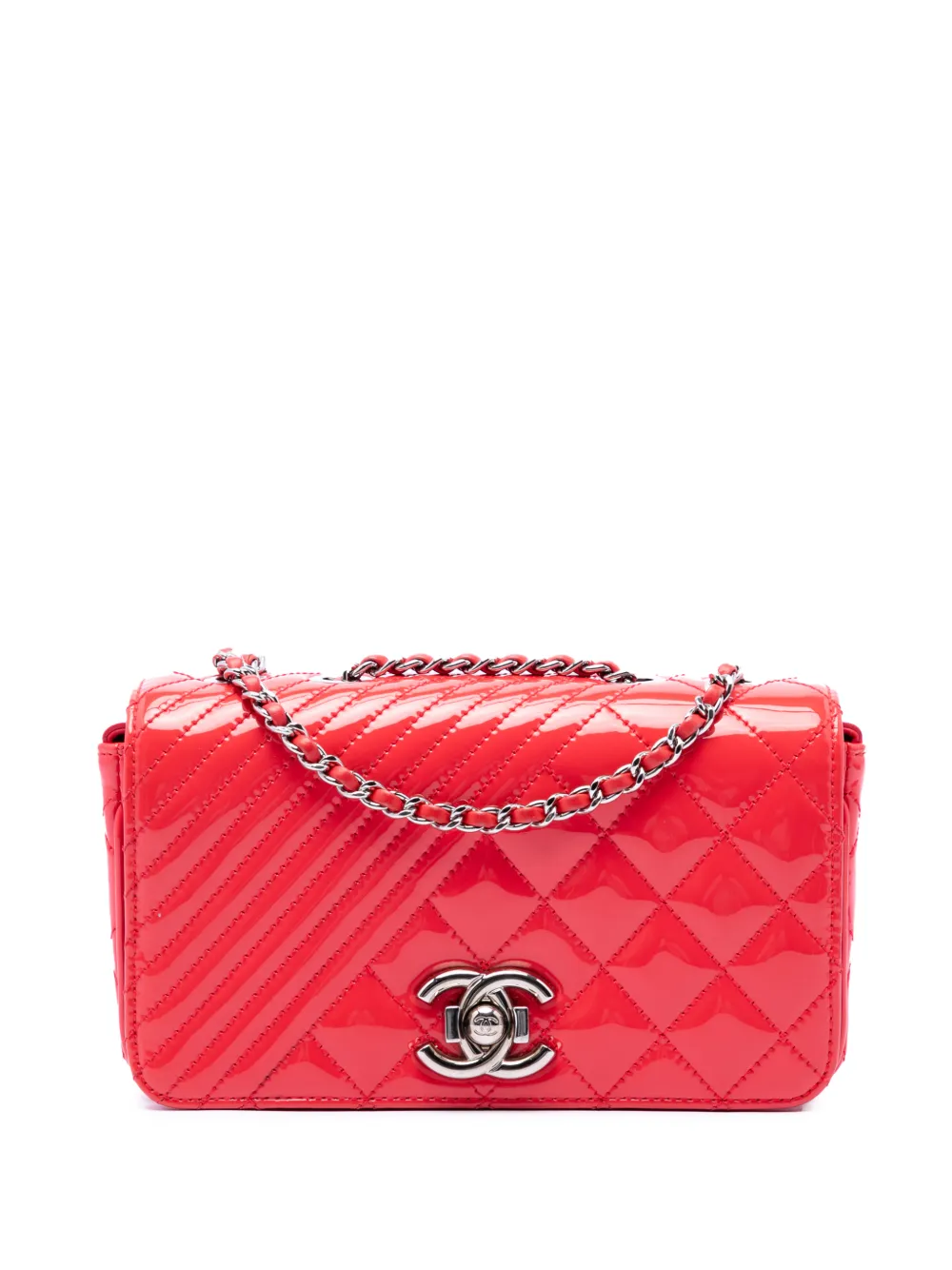 CHANEL Pre-Owned 2016-2017 Small Quilted Patent Coco Boy Flap crossbody bag - Rosso