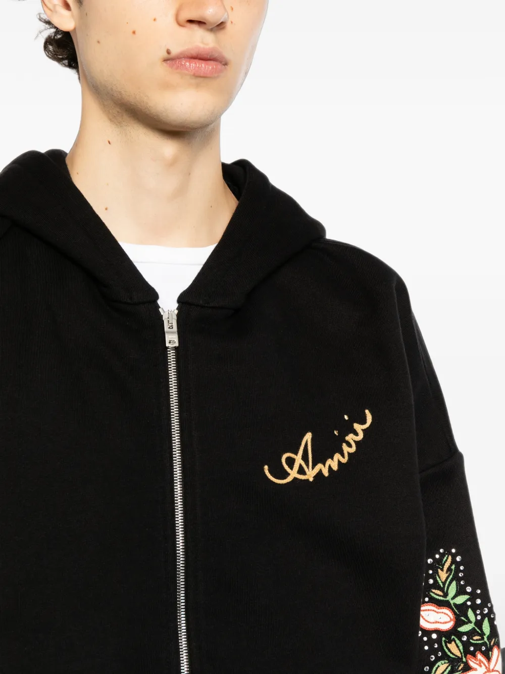 AMIRI Hoodie met geborduurde bloemen Zwart