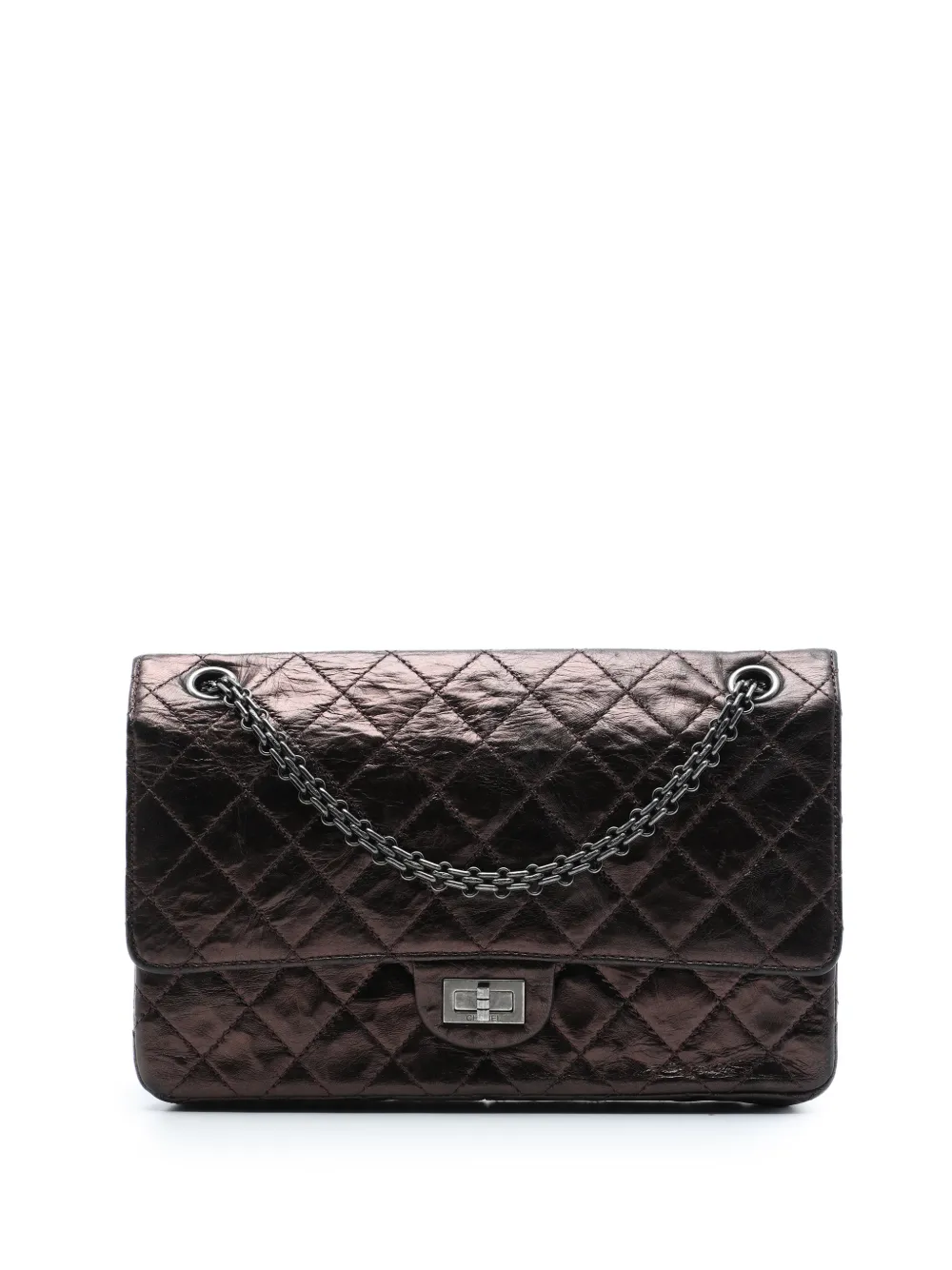 CHANEL Pre-Owned 2013-2014 Quilted Metallic Aged Calfskin Reissue 2.55 Double Flap 226 shoulder bag - Marrone