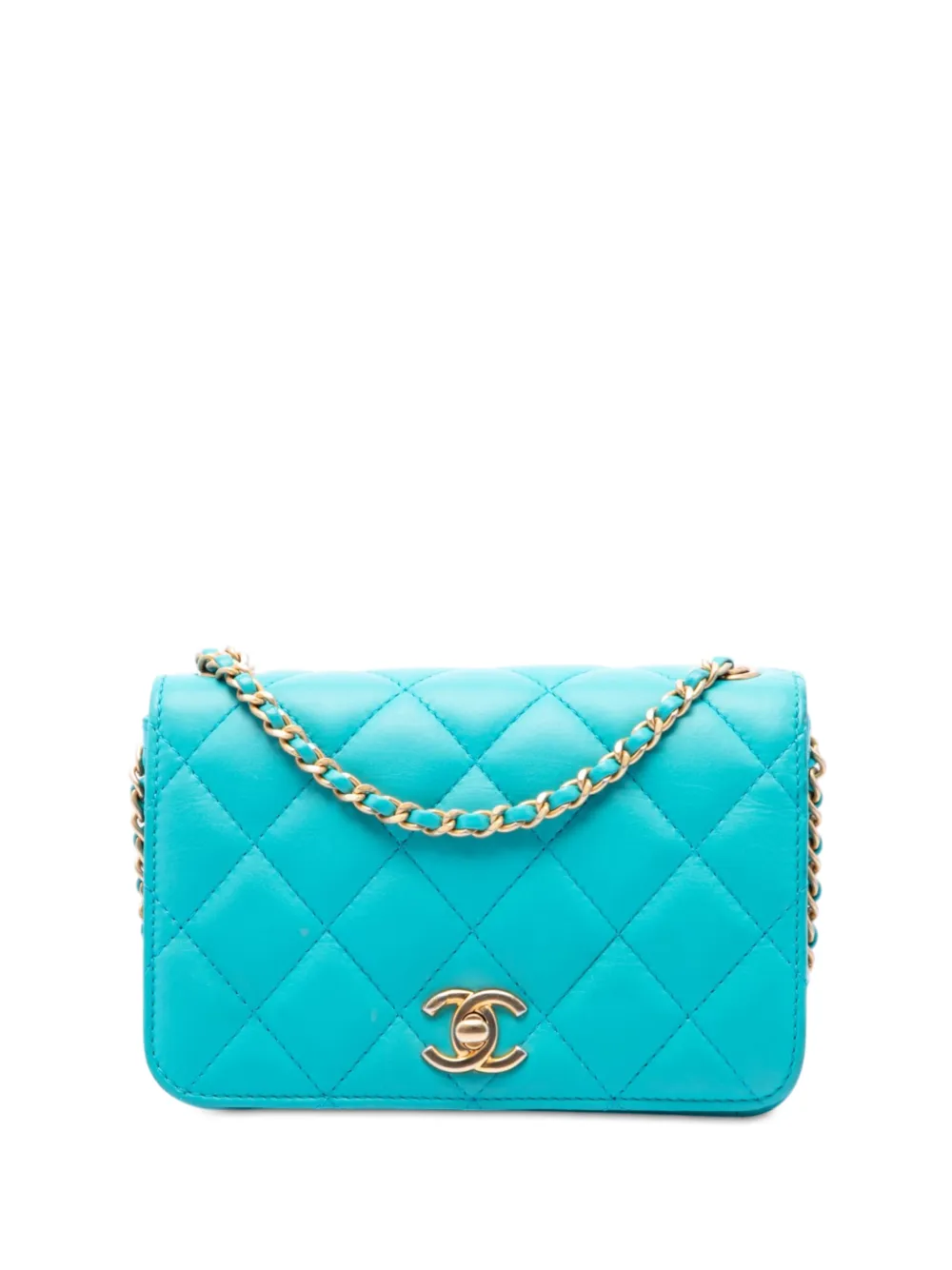 CHANEL Pre-Owned Borsa a tracolla Everyday Chic piccola in pelle di vitello trapuntata con battente 2018-2019 - Blu