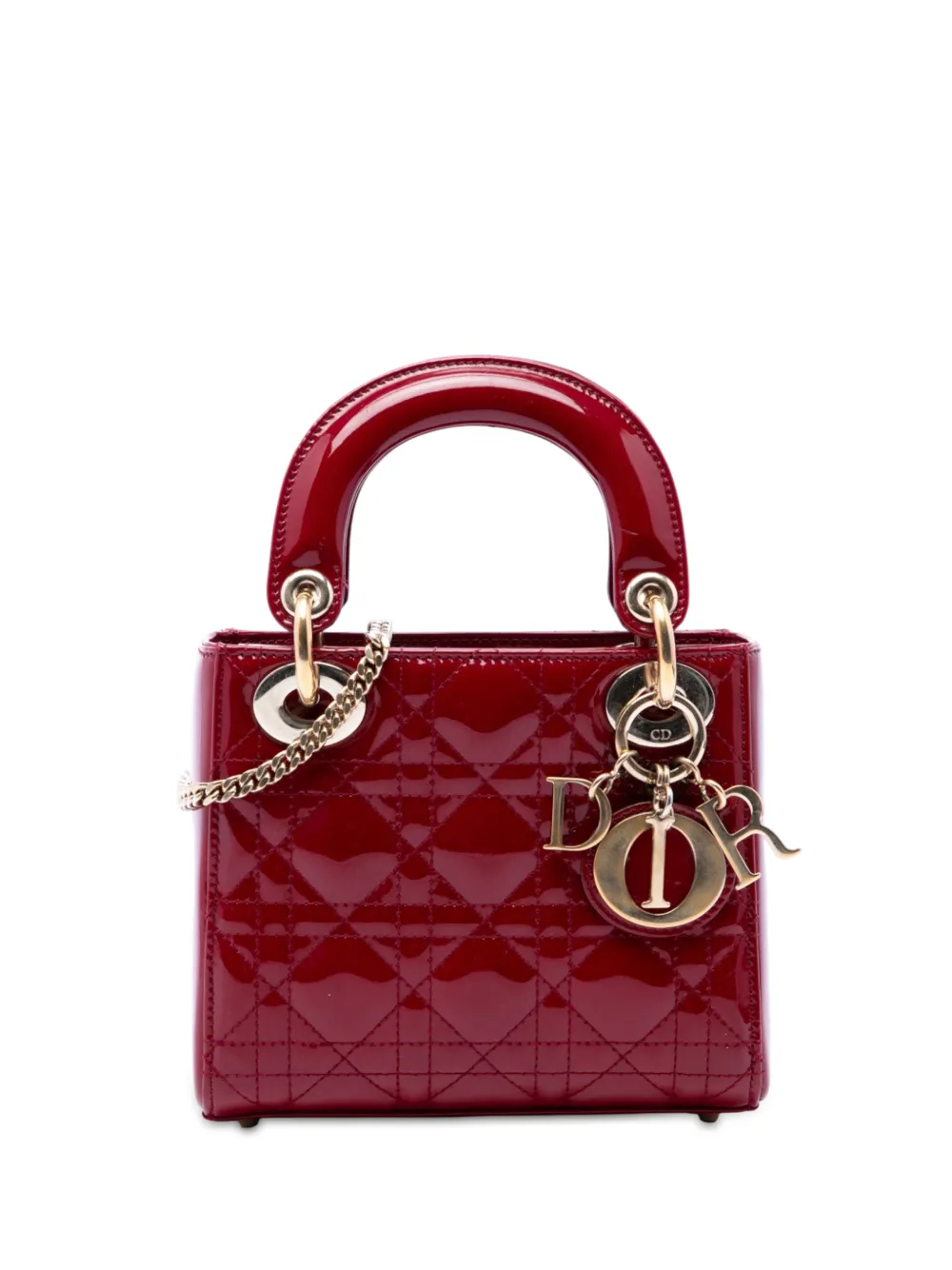 Christian Dior Pre-Owned 2017 Mini Patent Cannage Lady Dior satchel - Rot