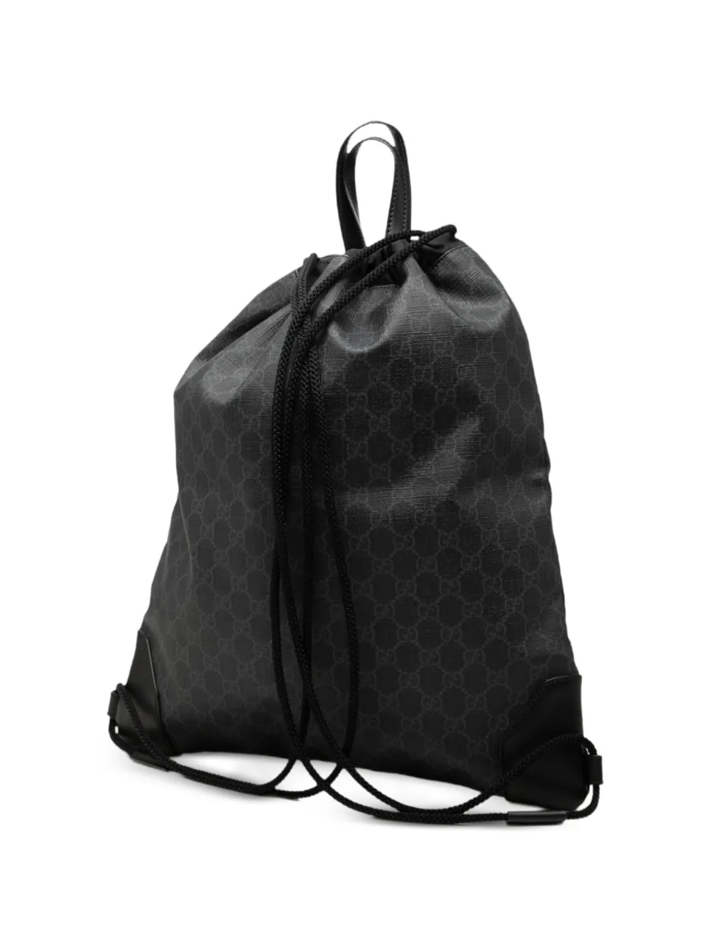 Gucci Pre-Owned 2016-2026 GG Supreme Web rugzak met trekkoord Zwart