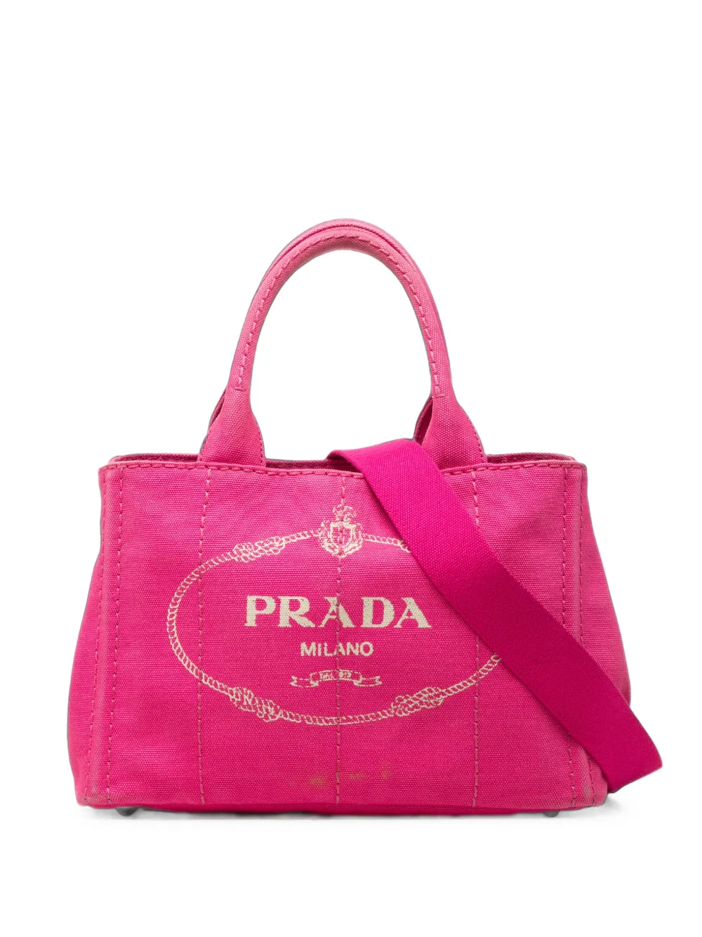 Prada Pre-Owned 2013-2026 Small Canvas Canapa Logo Tote satchel - Rosa