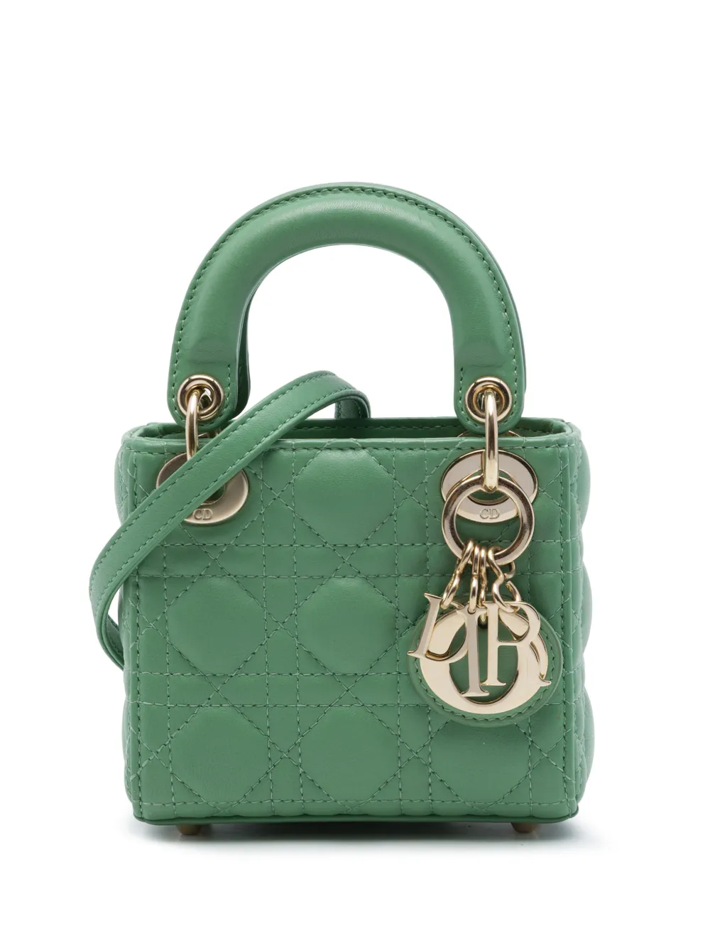 Christian Dior Pre-Owned 2020 Micro Lambskin Cannage Lady Dior satchel - Green