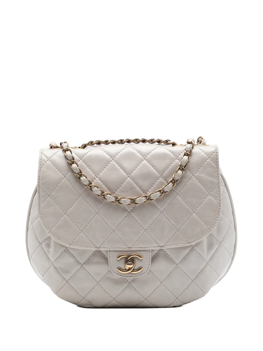 CHANEL Pre-Owned 2014-2015 Medium Quilted Aged Calfskin Bubble CC Flap crossbody bag - Grigio
