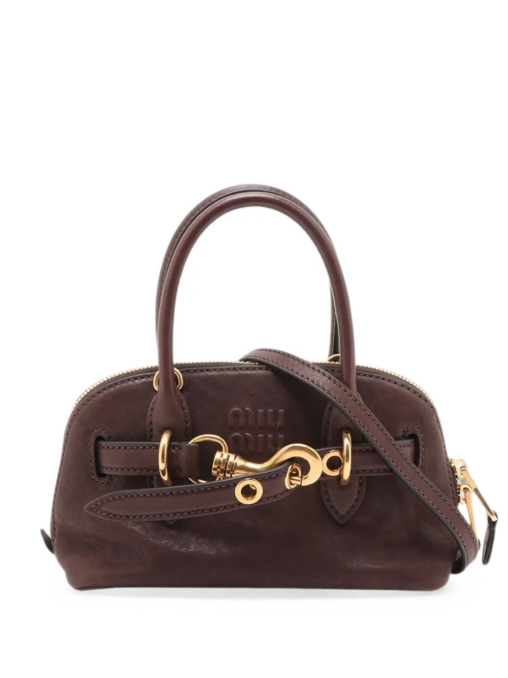 Miu Miu Pre-Owned 2021-2026 Mini Nappa Aventure satchel - Marrone