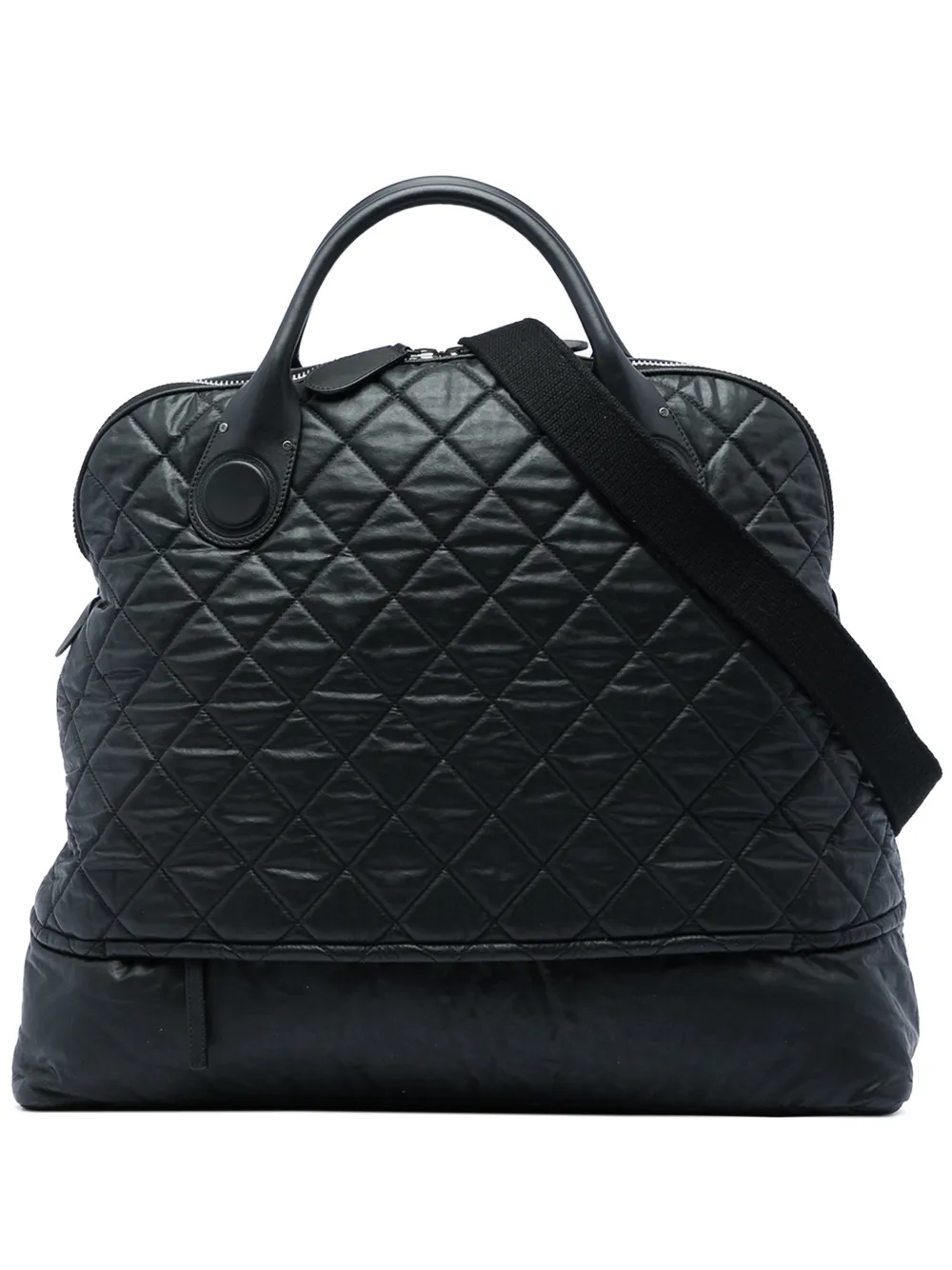 CHANEL Pre-Owned 2011 Extra Large Quilted Coated Canvas Expandable Zip travel bag - Nero